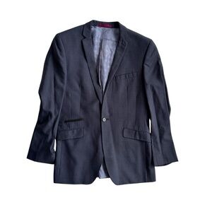 Classic Navy Blue Wool Blend Blazer